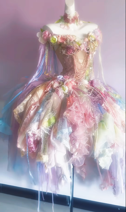 Dreamy Multi-color Ball Gown Off the Shoulder Beaded Chiffon Tulle Prom Dress 16th Birthday Dress DP3791