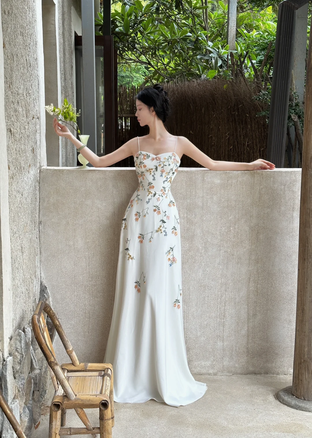 Elegant A Line Spaghetti Strap 3D Floral Prom Dress 16th Birthday Dress DP3472