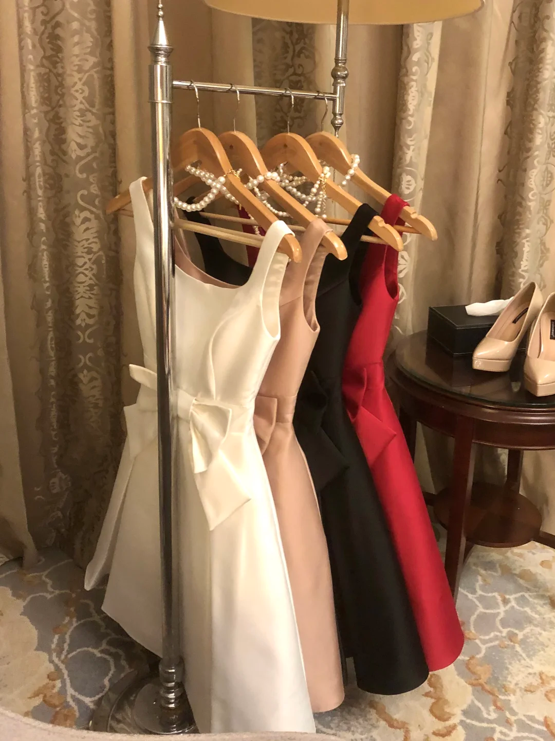Simple White A Line Straps Bow Satin Short Homecoming Dress Birthday Dress DP2713