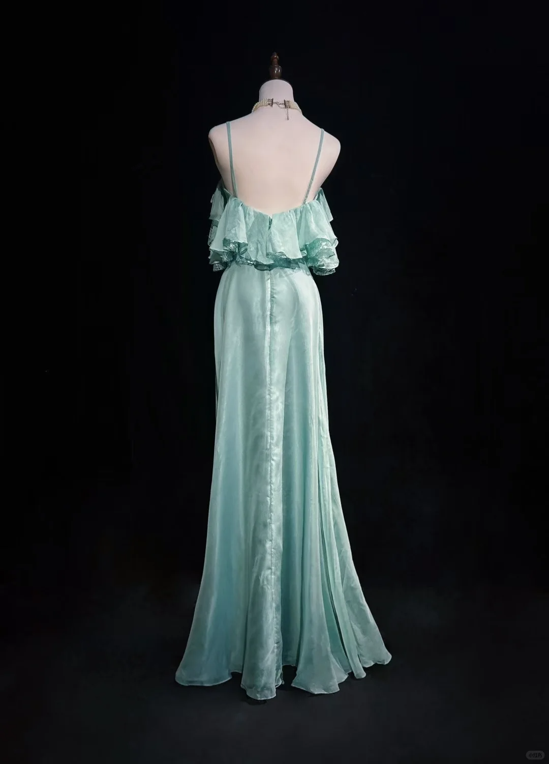 Blue Retro Gentle A Line Off the Shoulder Lace Satin Prom Dress Party Dress DP2774