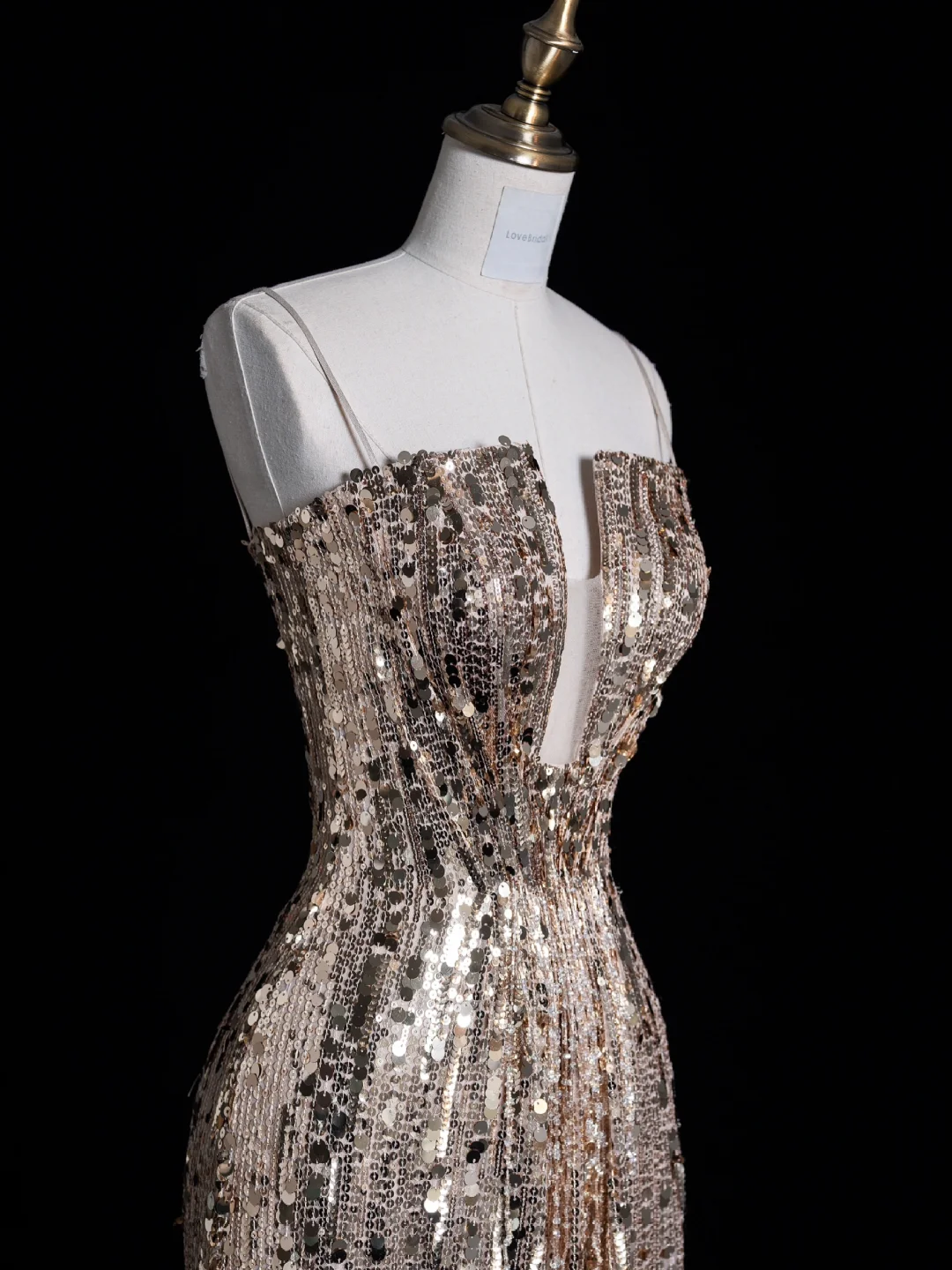 Shiny Sheath Strapless Golden Sequin Long Prom Dress Evening Dress DP2097