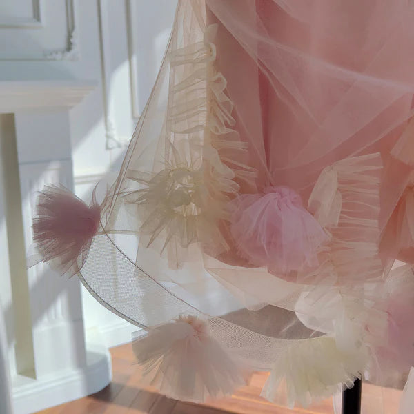 A Line Straps Pink Flower Tulle Short Homecoming Dress Outfits DP1330