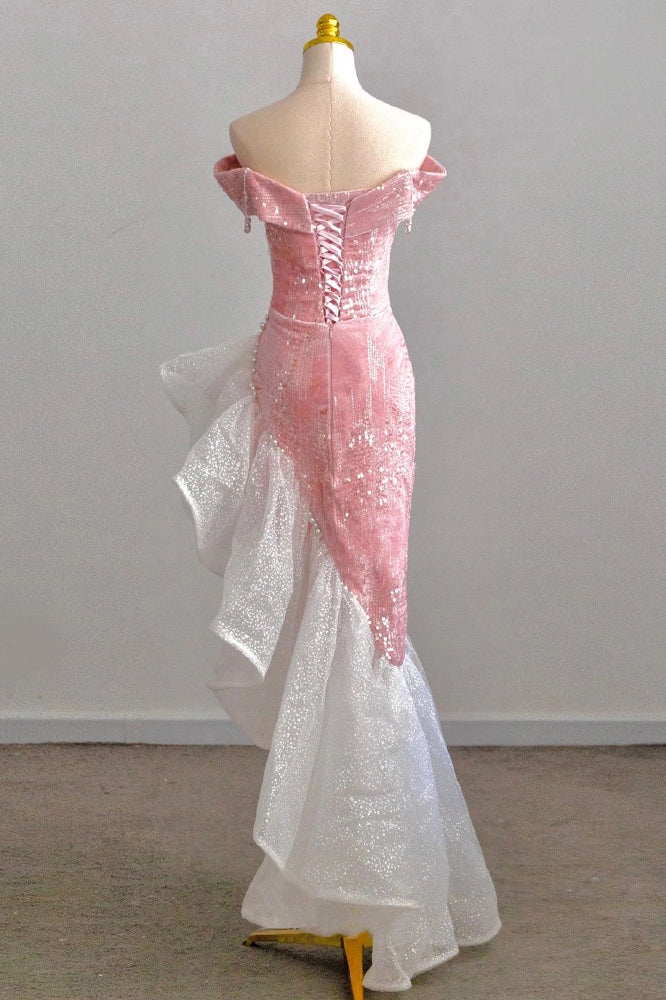 Mermaid Off-the-shoulder Prom Gown with Sequins Sparkly Formal Dresses DP806