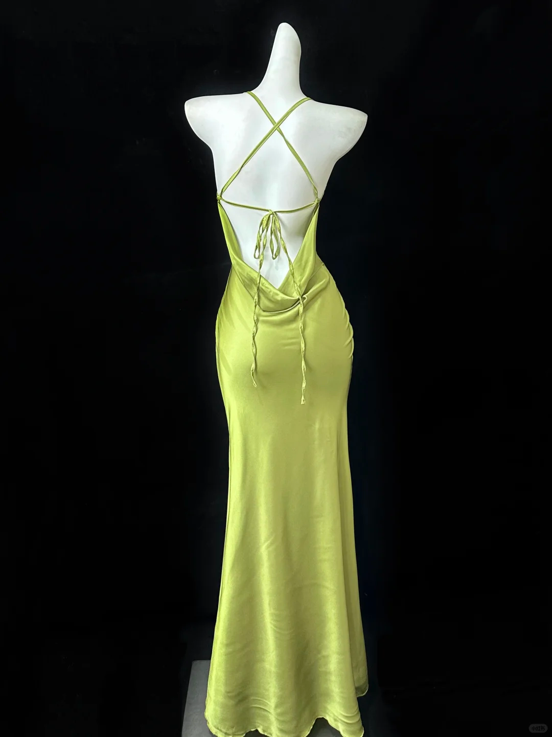 Simple Mermaid Spaghetti Strap Green Satin Open Back Long Party Dress Evening Dress DP2408