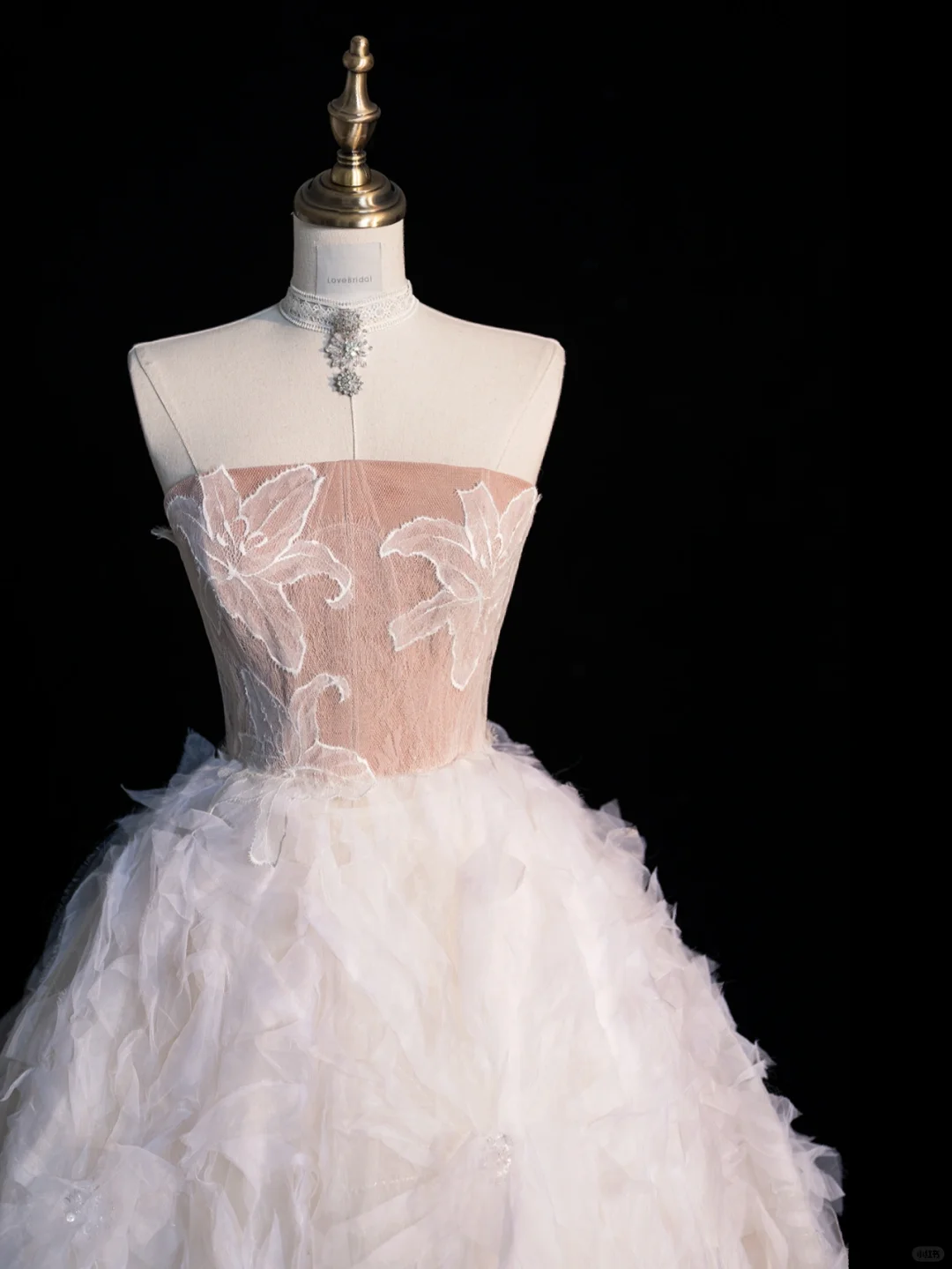 Elegant A Line Strapless Floral Lace Tulle Long Prom Dress Evening Dress DP2141