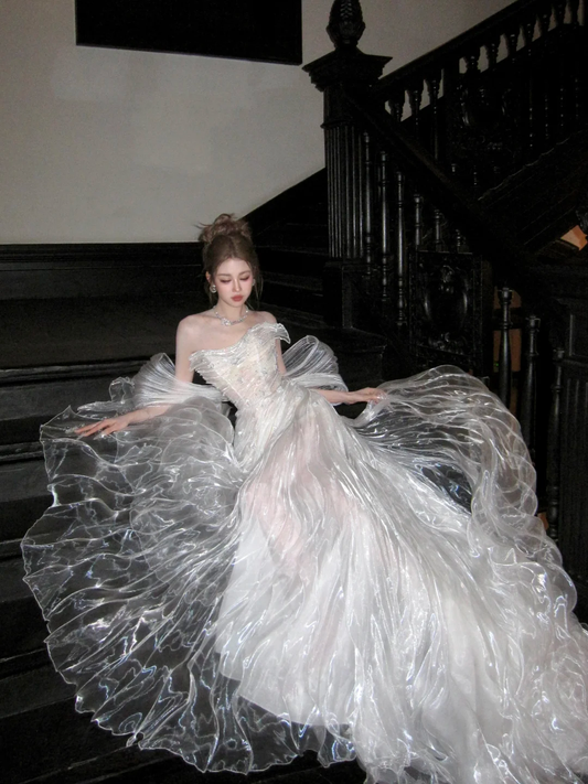 Stunning Ball Gown Sweetheart Neck Organza Long Party Dress Prom Dress DP2504