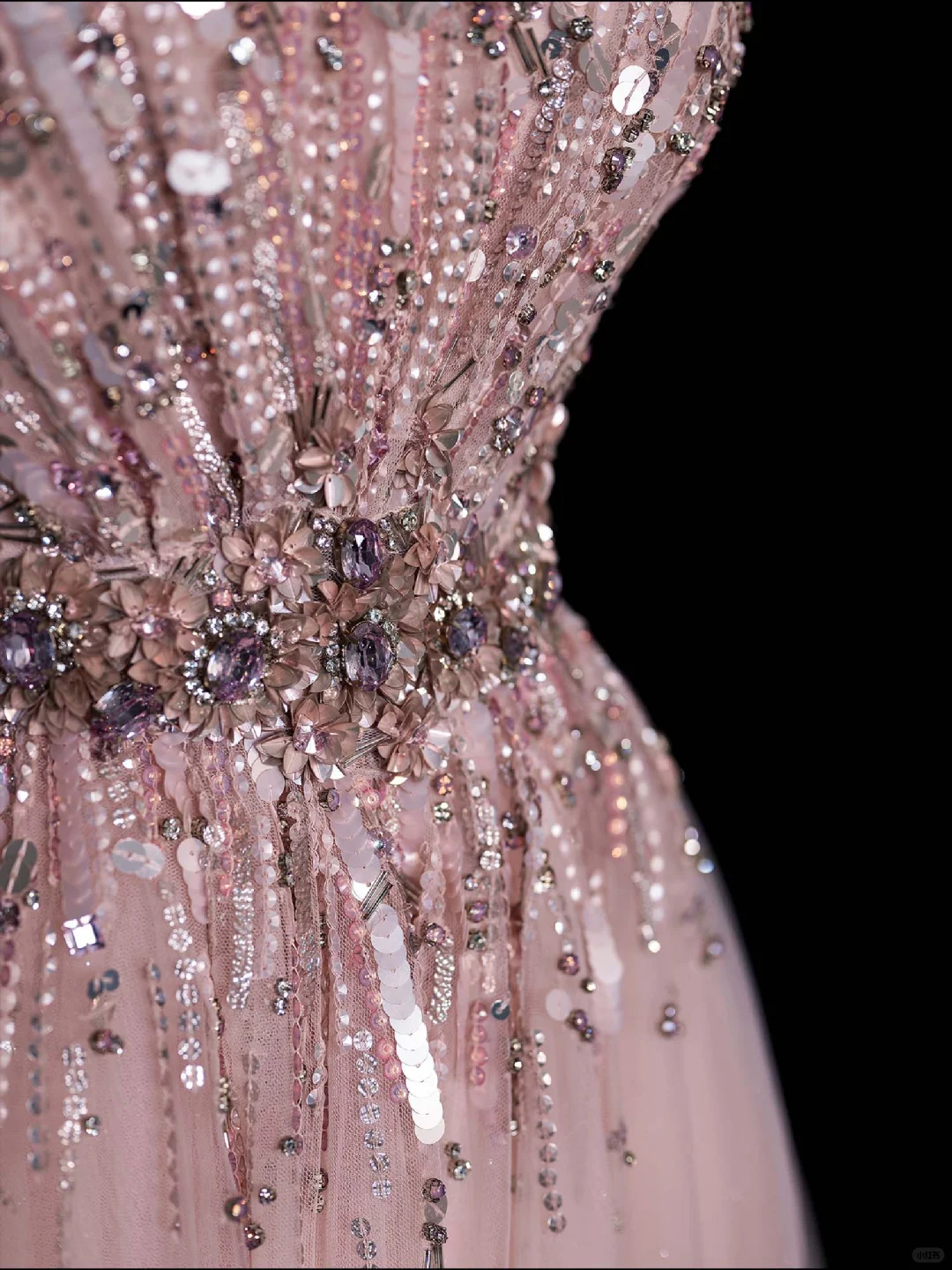 Gorgeous A Line Strap Beaded Sequin Pink Tulle Prom Dress Evening Dress DP2024