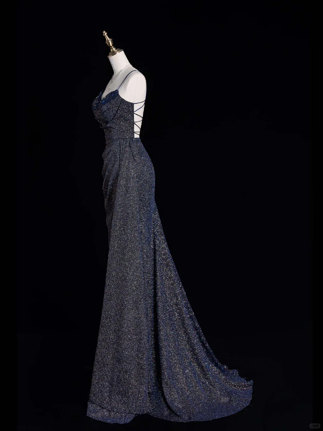 Stunning A Line Spaghetti Strap Sequin Open Back Long Prom Dress Graduation Prom Dress DP2213
