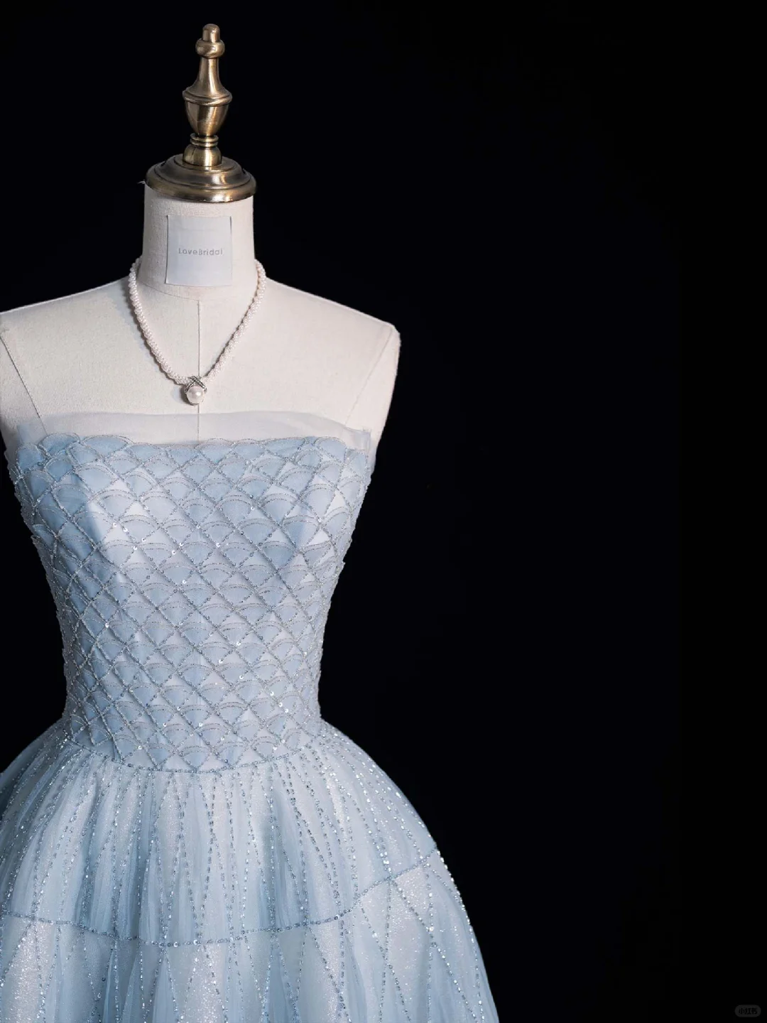 Gentle A Line Strapless Tiered Baby Blue Tulle Prom Dress Graduation Prom Dress DP2192