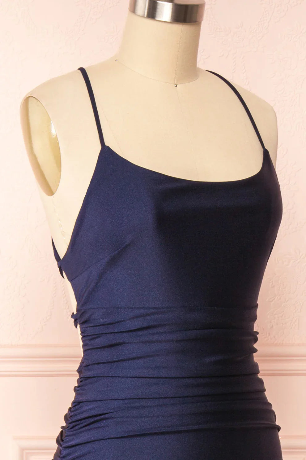 Sexy Mermaid Halter Sleeveless Navy Blue Long Prom Dresses DP5744
