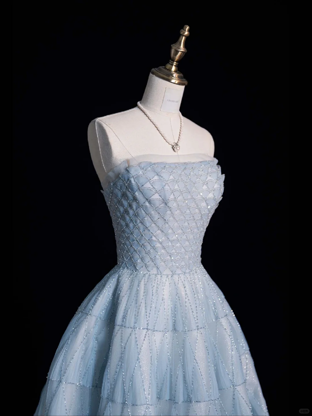 Gentle A Line Strapless Tiered Baby Blue Tulle Prom Dress Graduation Prom Dress DP2192