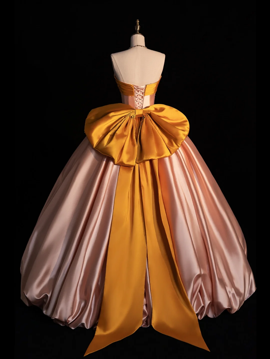 Cute A Line Sweetheart Neck Beaded Satin Long Prom Dress Graduation Prom Dress with Bow DP2267