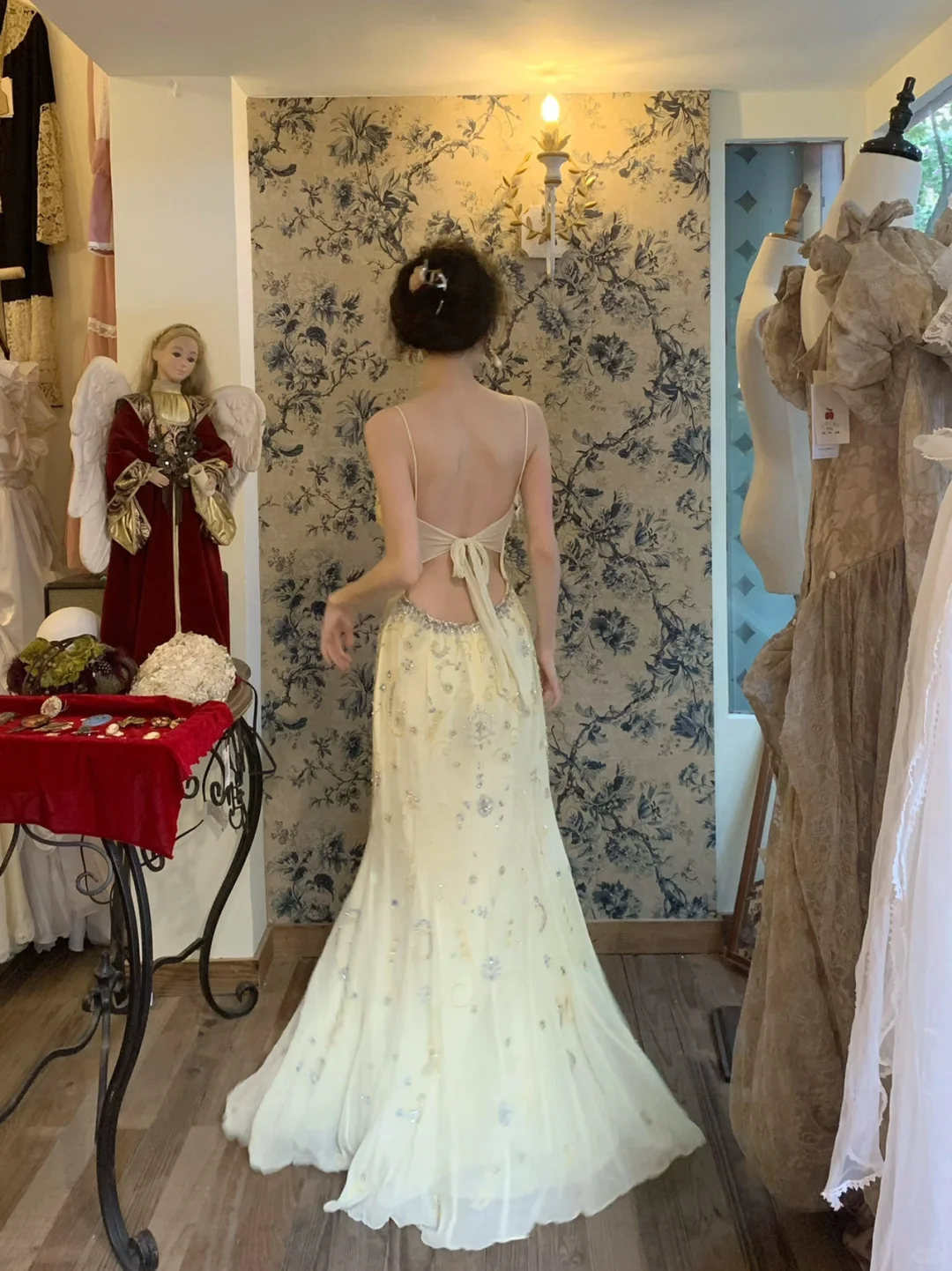 Vintage Light Yellow Spaghetti Strap Exquisite Rhinestone Chiffon Prom Dress 22th Birthday Dress DP3930