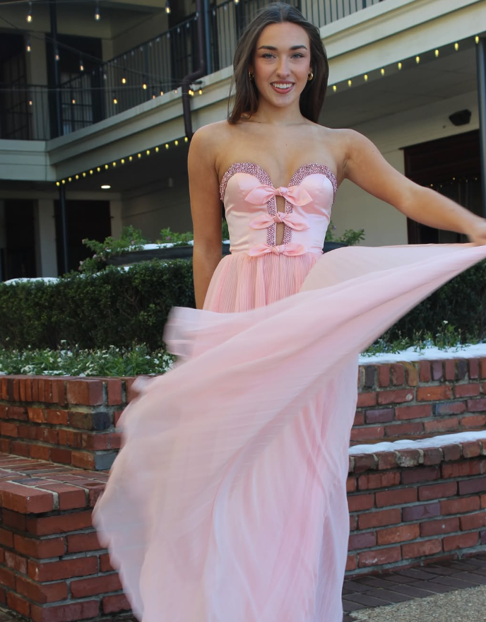 Princess A Line Sweetheart Neck Bead Pink Satin Chiffon Long Prom Dress Evening Dress DP1895