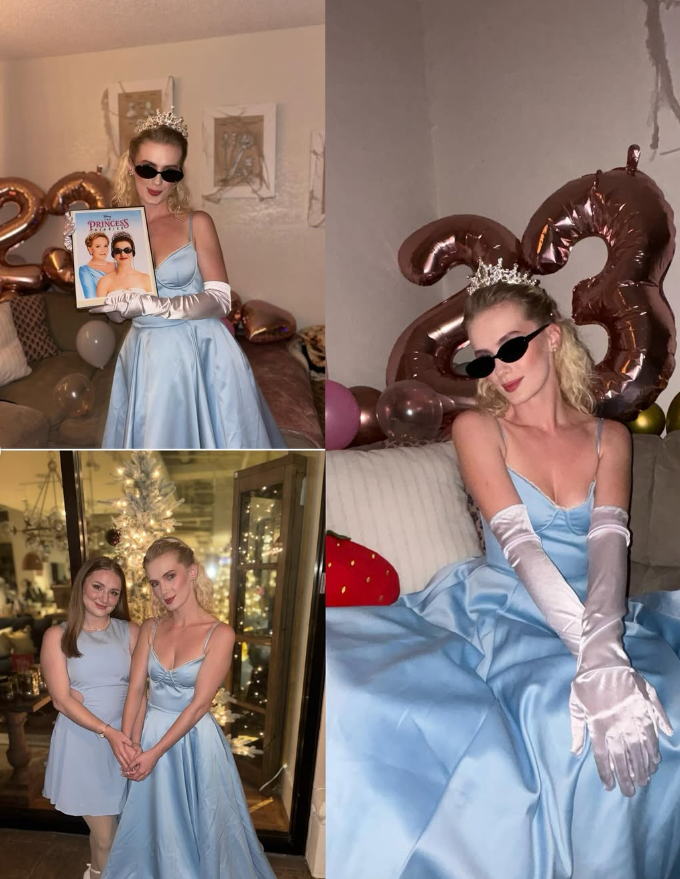 Cute A Line Spaghetti Straps Baby Blue Satin Prom Dress Birthday Dress DP1759