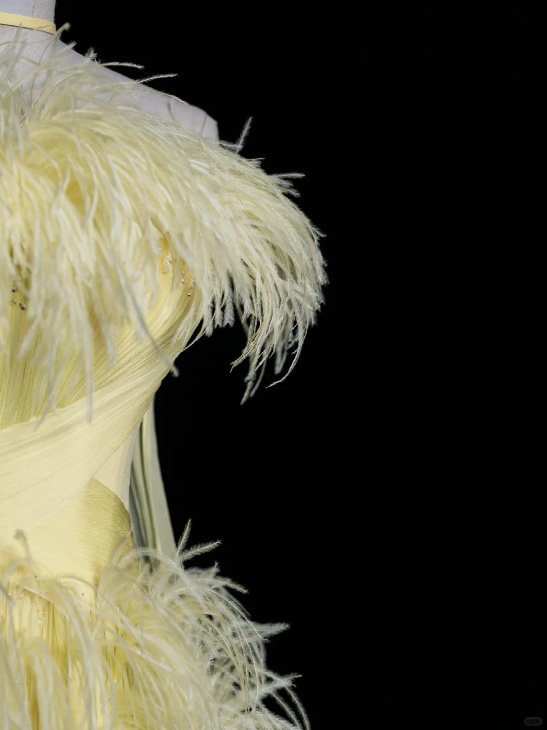 Light Yellow A Line Strapless Feather Tulle Long Prom Dress Graduation Prom Dress DP1970
