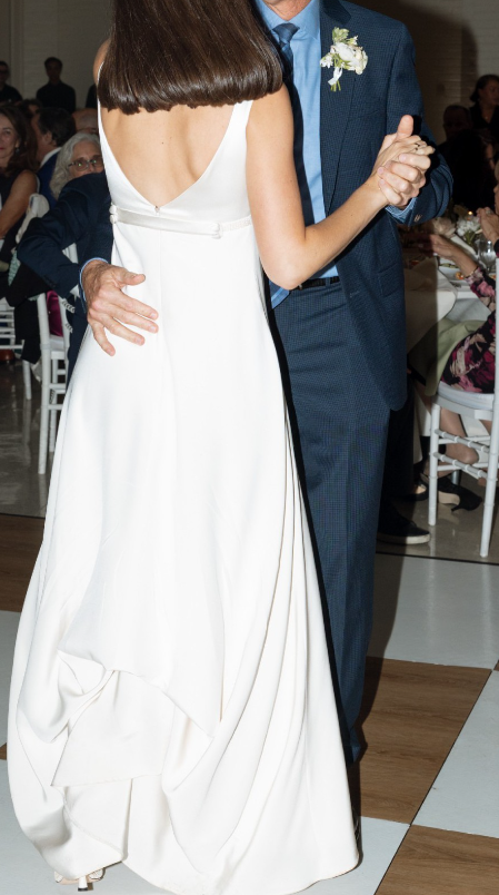 Simple Ball Gown Spaghetti Strap Satin Long Sweep Wedding Dress DP1877