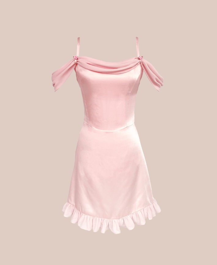 Peach Pink A Line Off the Shoulder Chiffon Satin Short Homecoming Dress Cocktail Dress DP3166