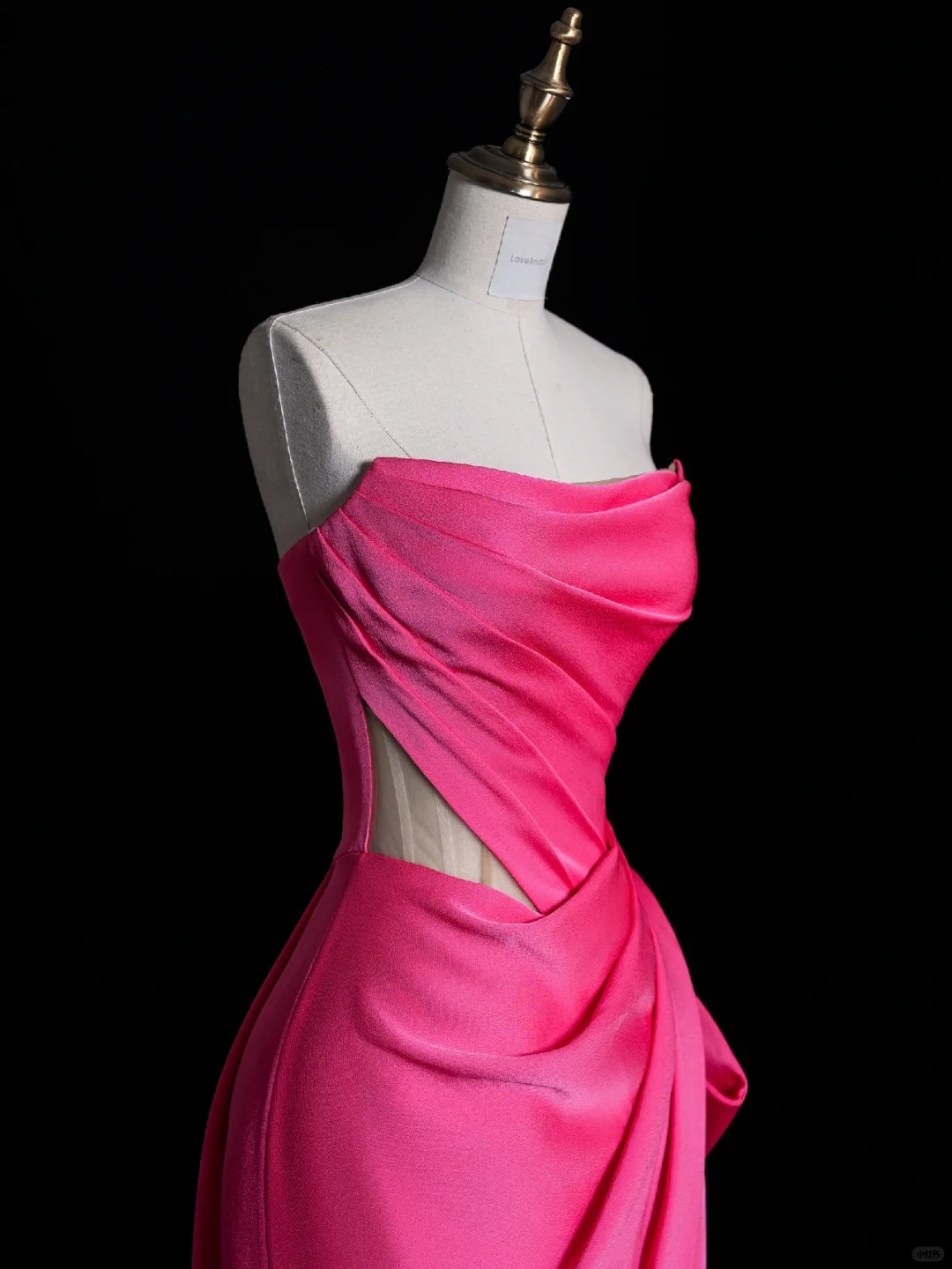 Elegant A Line Strapless Hot Pink Satin Long Sweep Prom Dress Evening Dress DP2088
