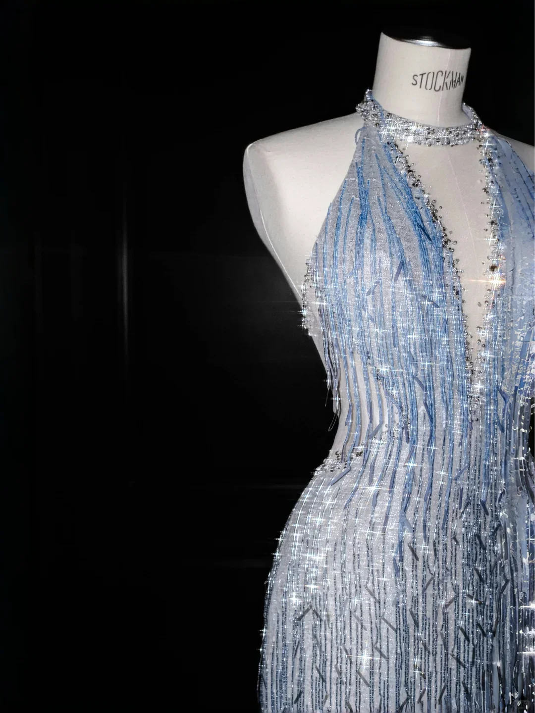 New A Line Halter Blue Sequin Long Prom Dress Evening Dress DP2653