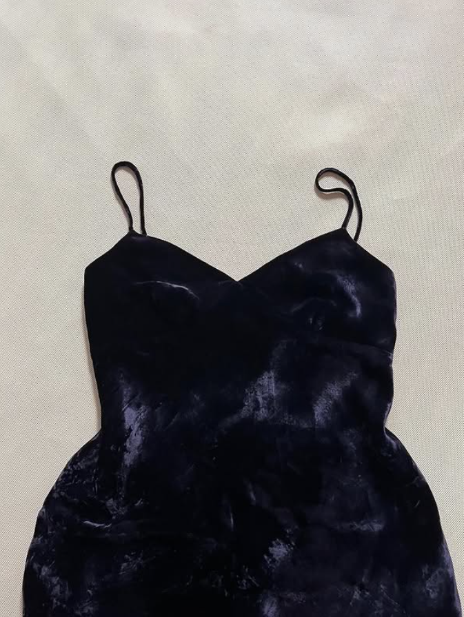 Dark Blue Sheath Spaghetti Strap Velvet Prom Dress Evening Dress DP6496