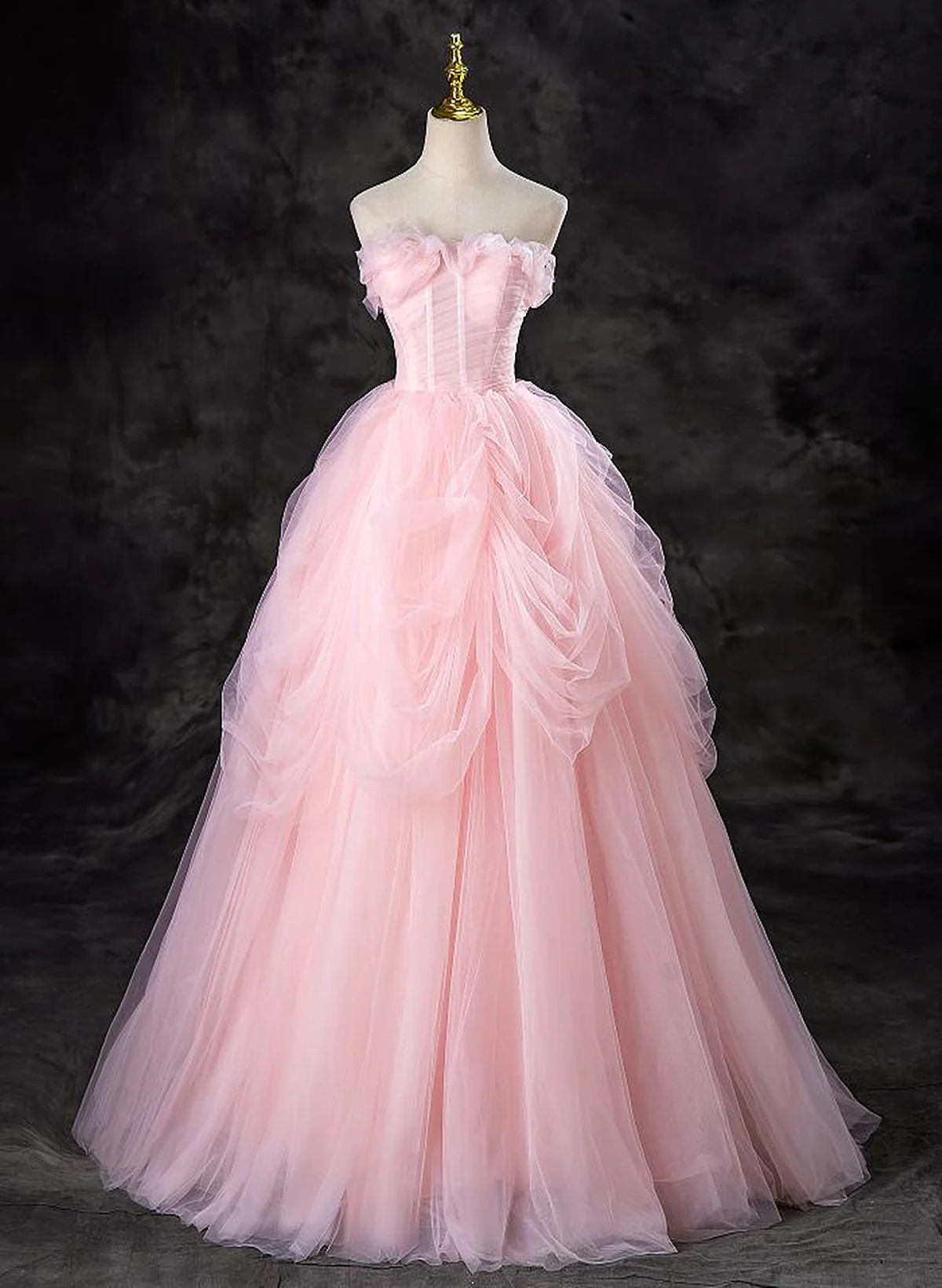 Pink Tulle Long Party Dress Evening Dress,Sweet 16 Dress DP290