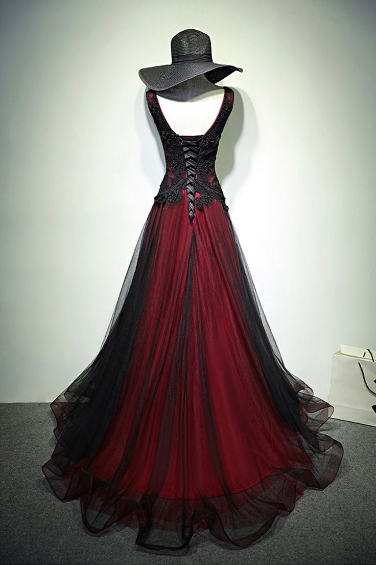 Elegant V-Neck Tulle Long Prom Dress Lace Beaded Evening Dress DP195