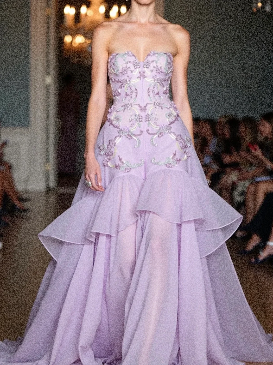 Elegant Purple A Line Sweetheart Neck Exquisite Embroidery Chiffon Long Prom Dress DP4499