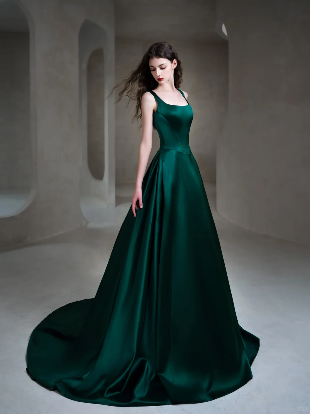Simple Dark Green A Line Strap Satin Long Date Dress Prom Dress Evening Dress DP3431
