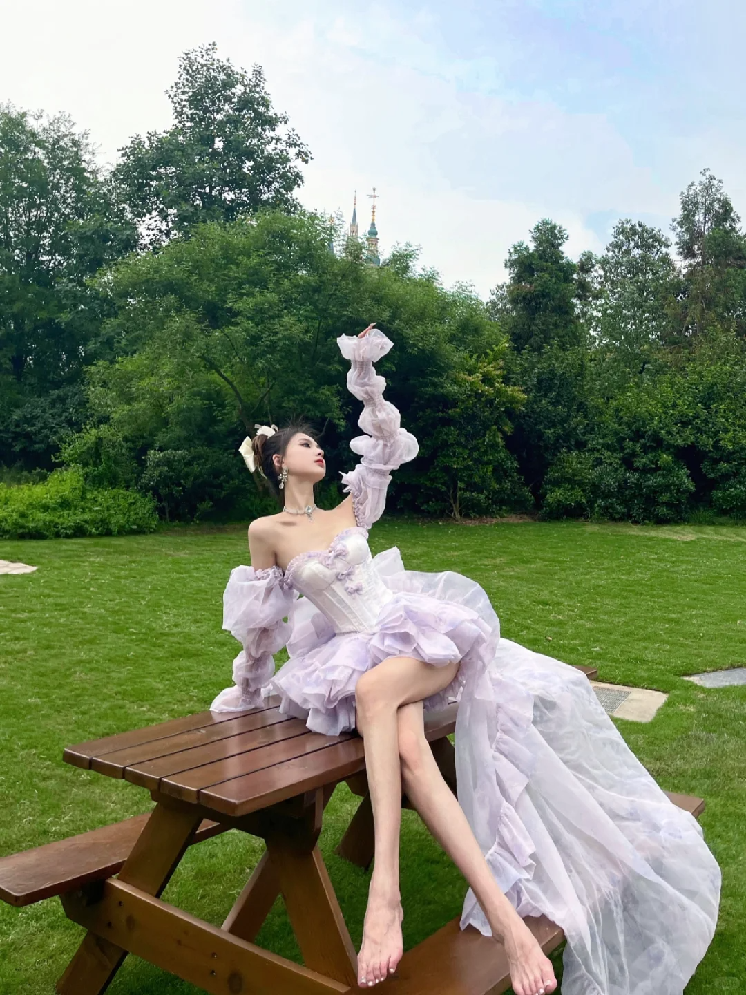 Princess Purple A Line Sweetheart Neck Long Sleeve Tulle Homecoming Dress Birthday Dress DP3188