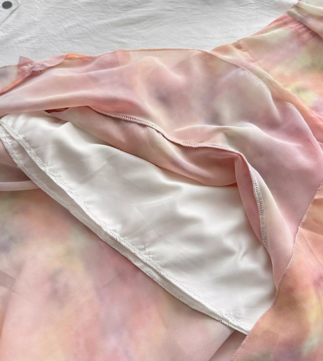 Multi-color Pink A Line One Shoulder Layered Chiffon Vacation Dress Homecoming Dress Outfits DP3543