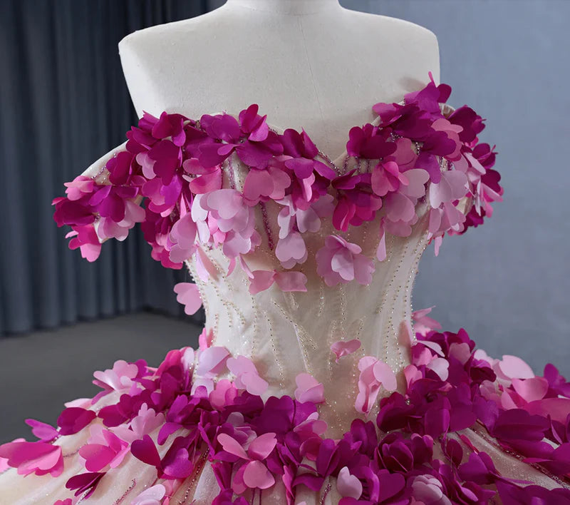 Romantic Heart Off-the-shoulder Beading Tulle Quinceanera Dress DP889