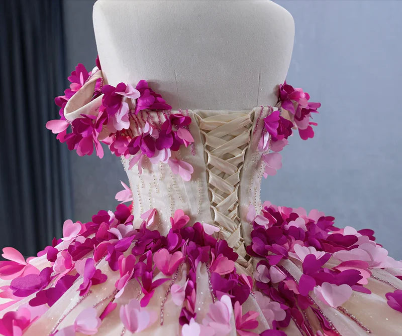 Romantic Heart Off-the-shoulder Beading Tulle Quinceanera Dress DP889
