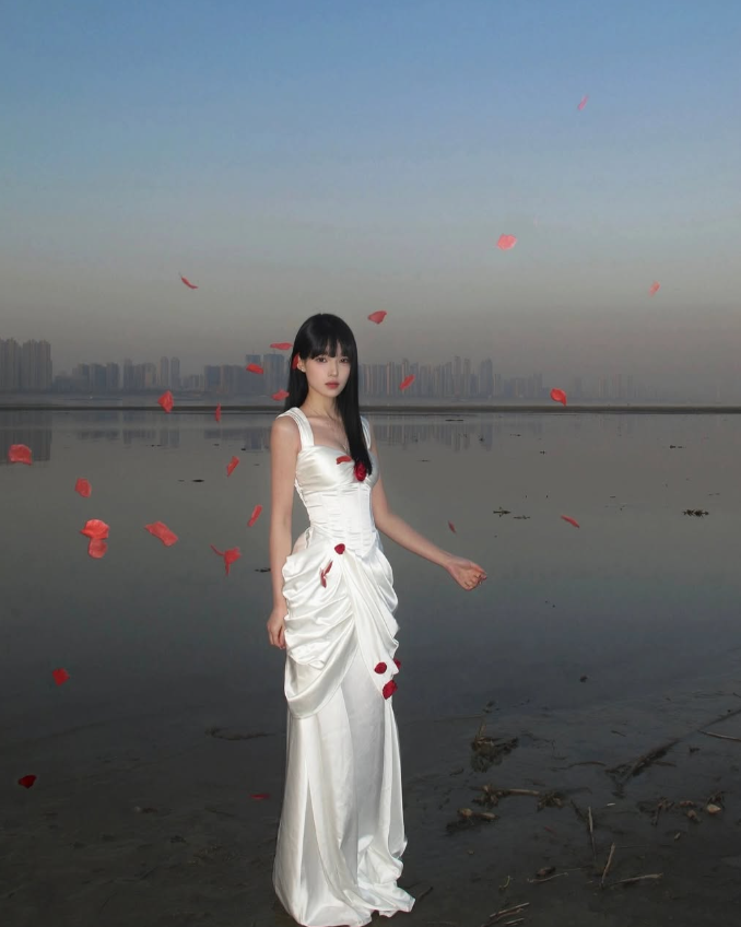 White Sheath Spaghetti Strap Pleated Satin Prom Dresses Outfits DP4198