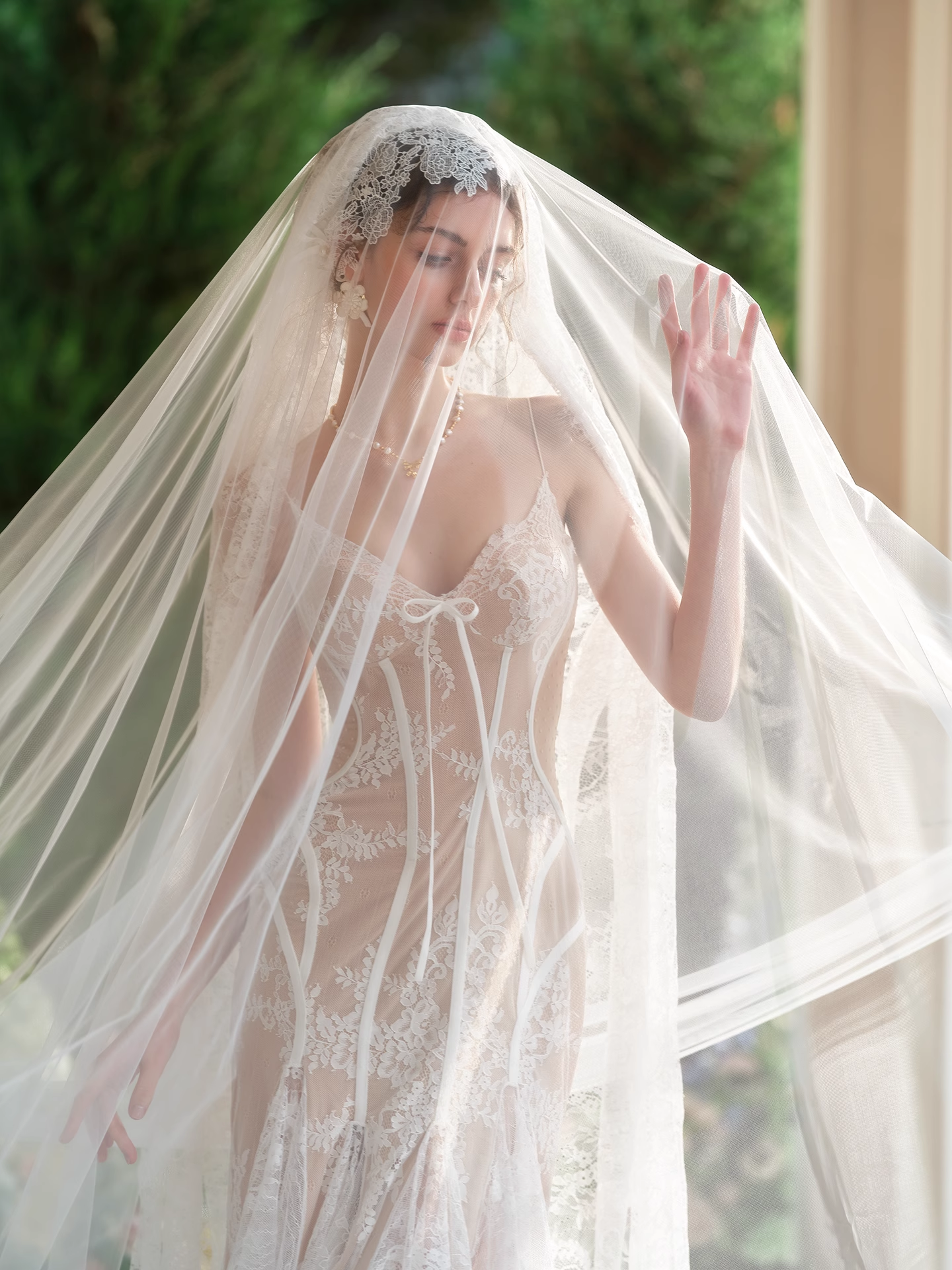 Elegant Mermaid Spaghetti Strap Lace Party Dress Wedding Dress DP2742