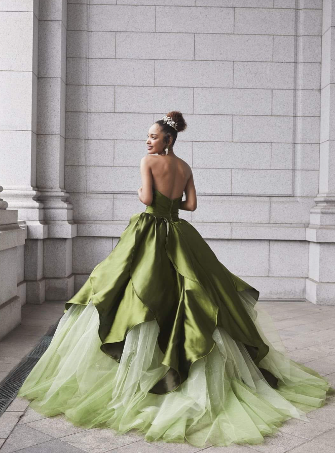 Green Princess Ball Gown Sweetheart Neck Layered Satin Tulle Prom Dress Party Dress 16th Birthday Dress DP3101
