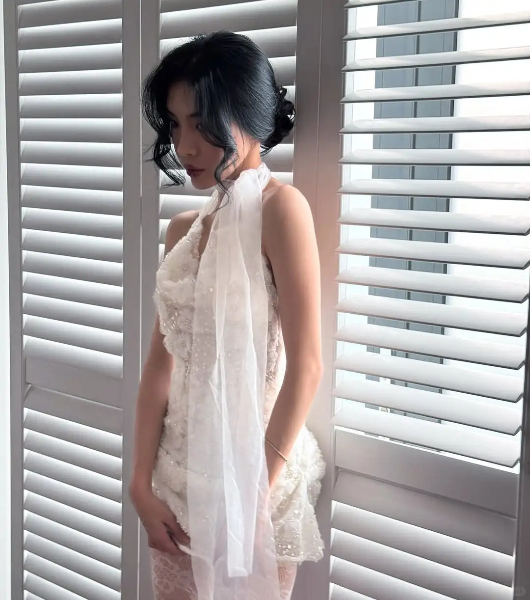 Gorgeous A Line Halter 3D Flower White Tulle Short Homecoming Dress DP2823