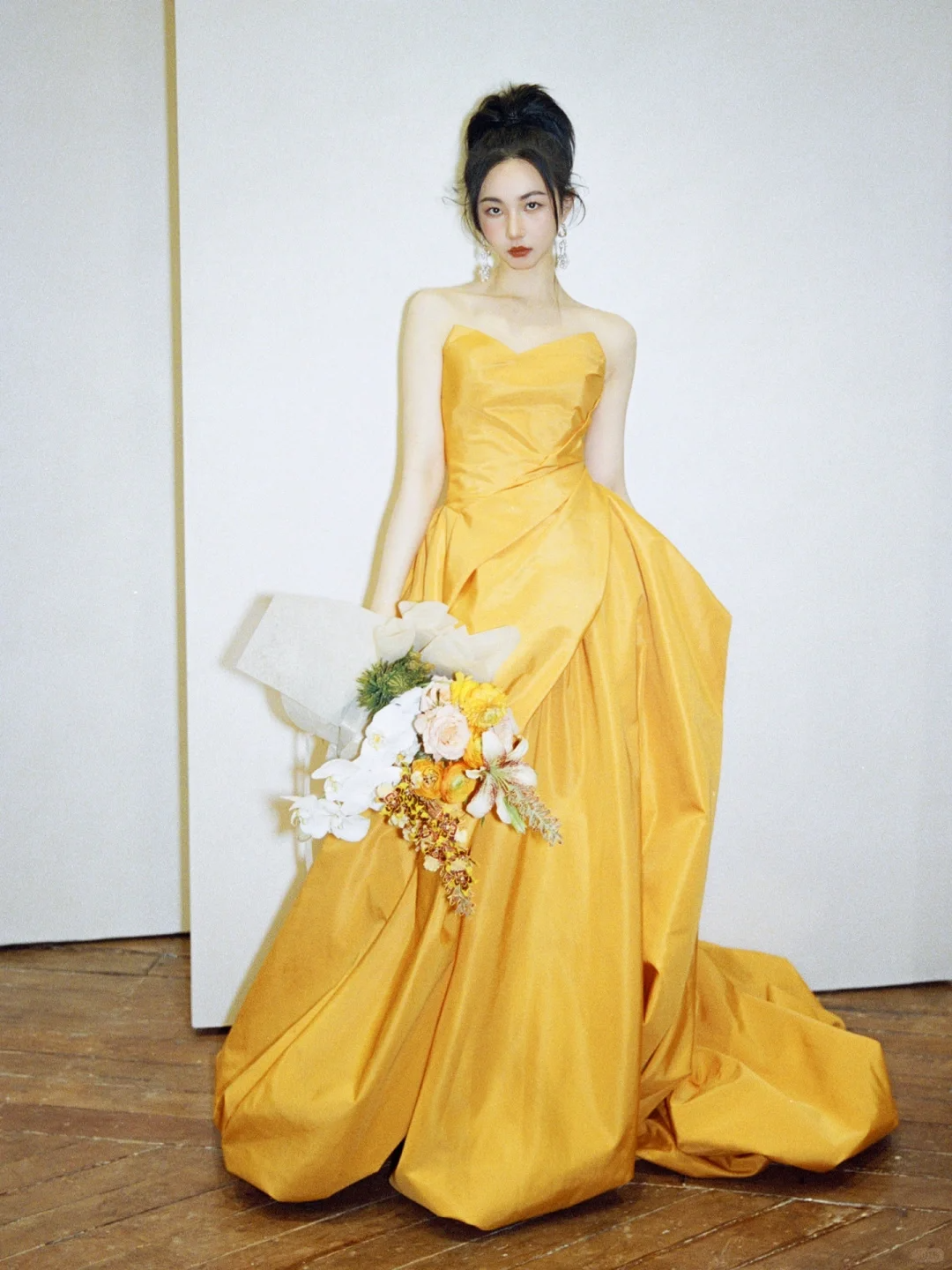 Simple A Line Sweetheart Neck Yellow Satin Long Party Dress Prom Dress DP2534