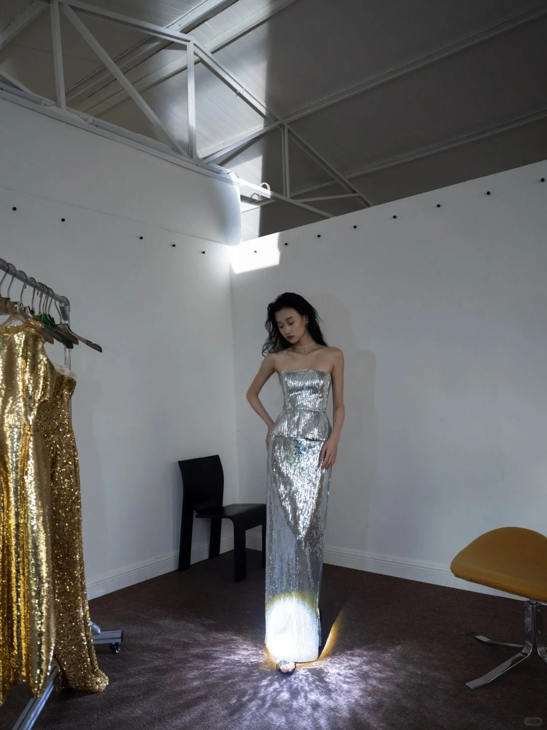 Shiny Sheath Strapless Silver Sequin Long Party Dress Evening Dress DP2552