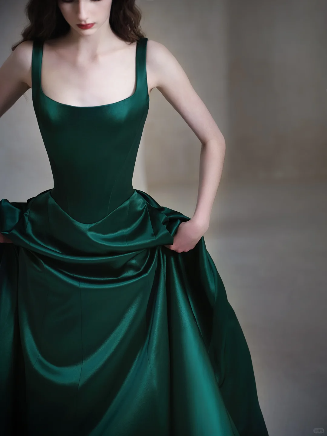 Simple Dark Green A Line Strap Satin Long Date Dress Prom Dress Evening Dress DP3431