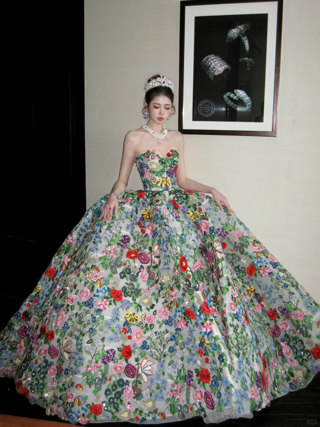 Elegant Ball Gown Sweetheart Neck Embroidery Flower Tulle Long Party Dress Prom Dress DP2528