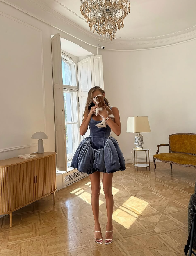 Cute A Line Straps Pleated Blue Velvet Short Homecoming Dress Birthday Dress Outfits DP4106