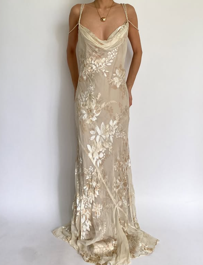 Vintage Champagne Prom Dress Mermaid Evening Dress DP101