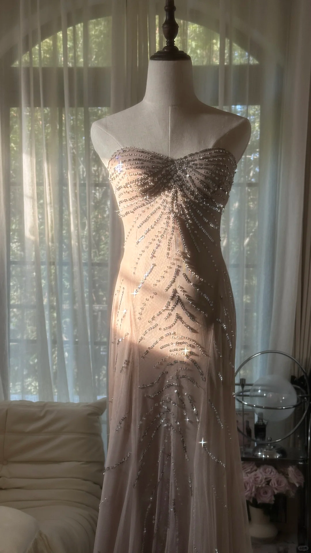 Elegant Mermaid Strapless Sequin Chiffon Long Party Dress Wedding Guest Dress DP2480