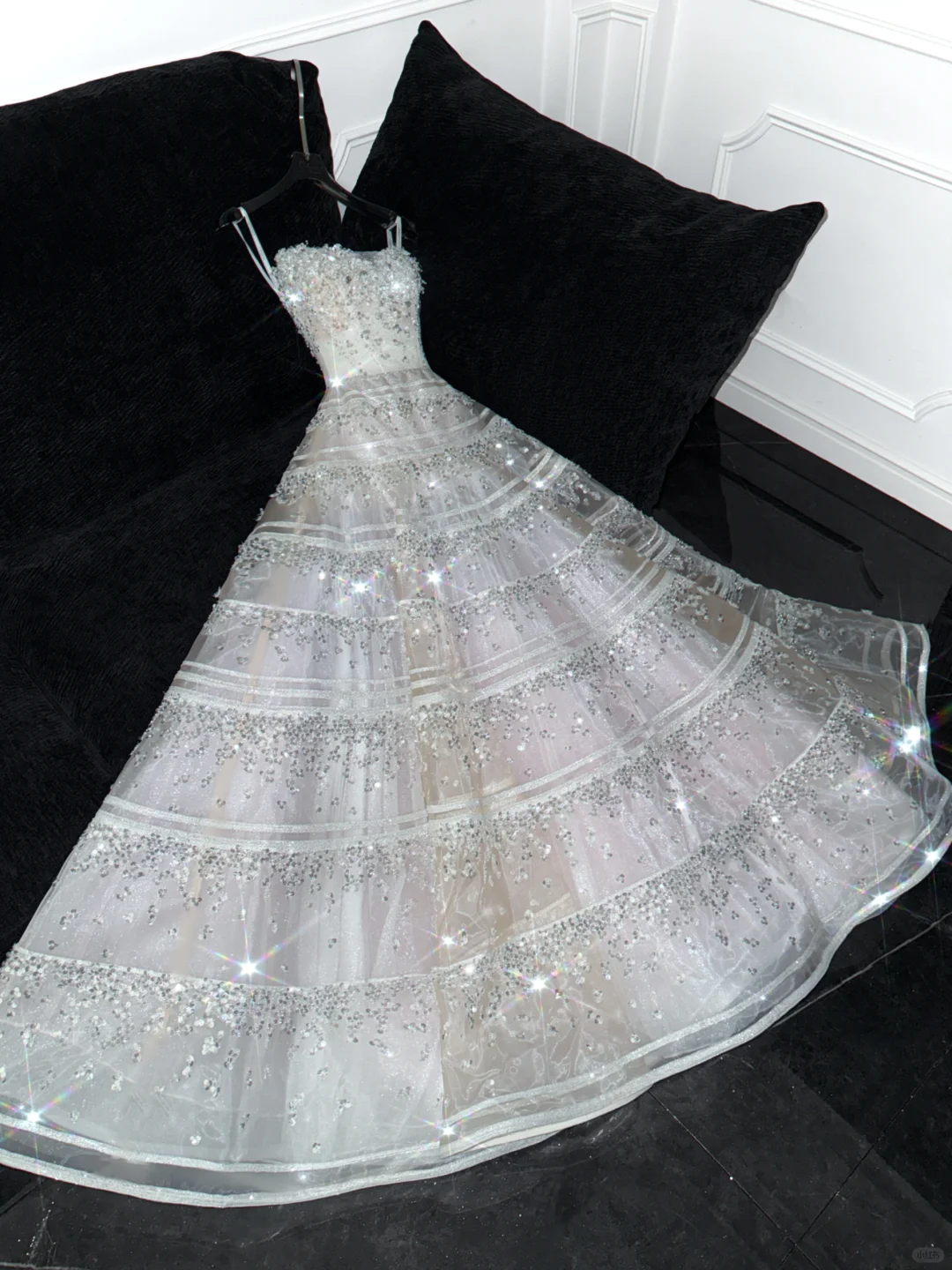 Stunning A Line Strapless Beaded Sequin White Tulle Long Prom Dress Party Dress DP2574