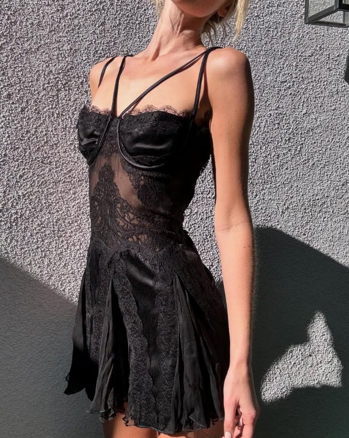 Sexy A Line Straps Black Lace Tulle Satin Short Prom Dress Graduation Prom Dress DP2078