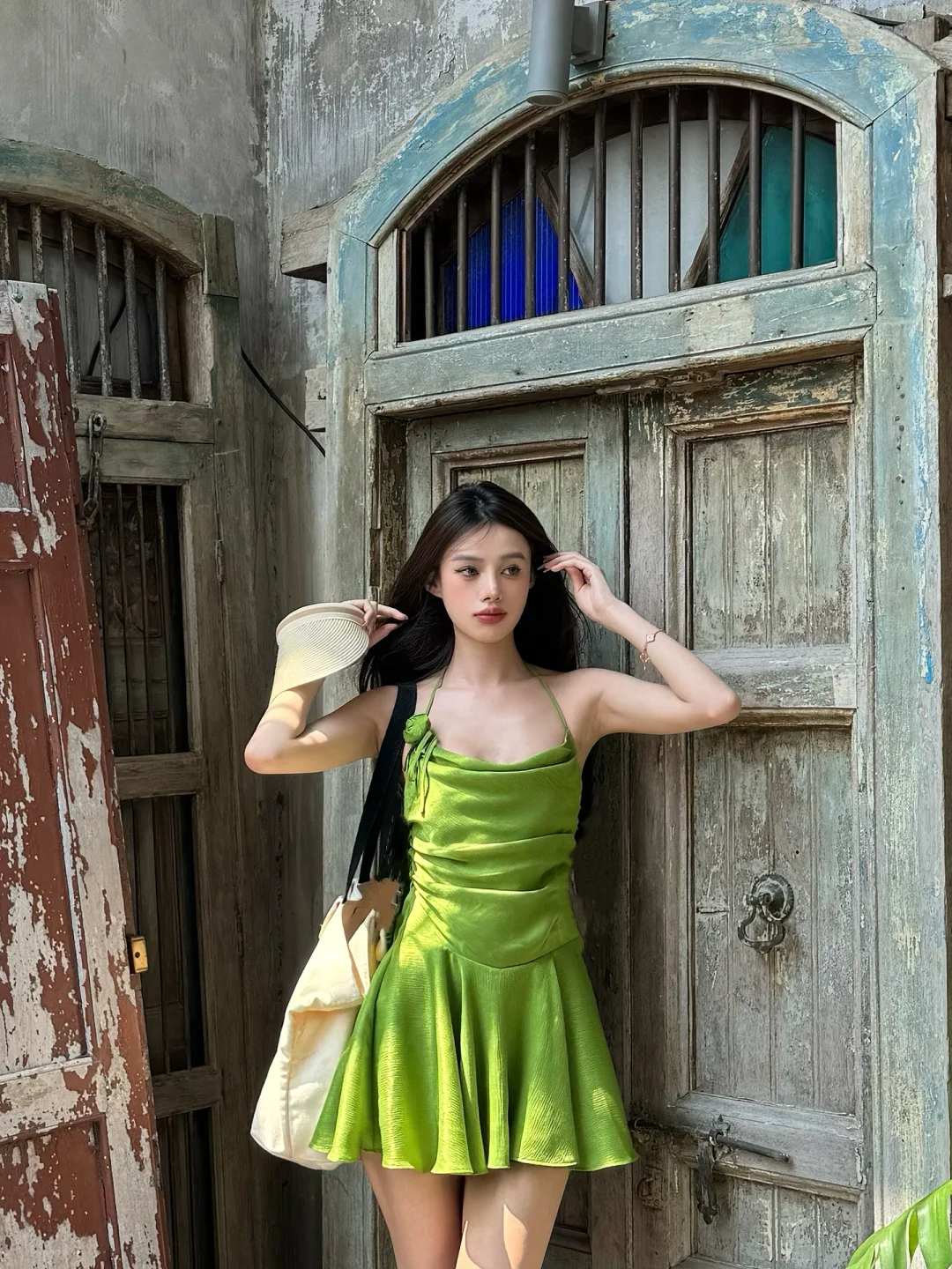 Cute Fresh Green A Line Halter Satin Mini Homecoming Dress Outfits DP3997