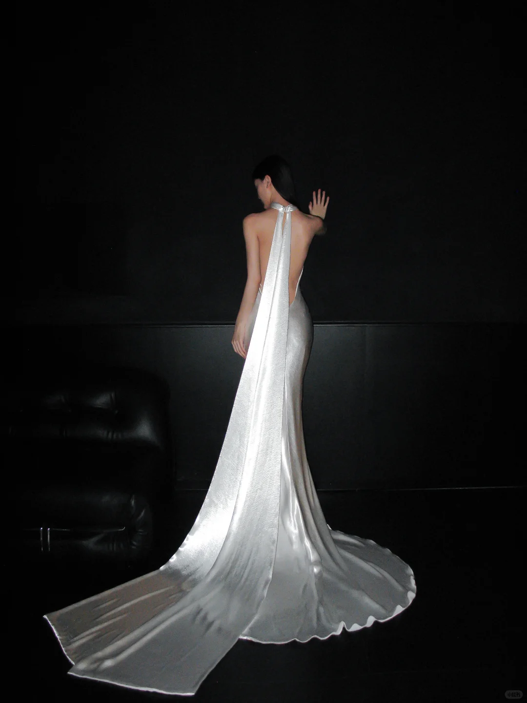 Classic Simple Mermaid Halter White Satin Wedding Dress DP5175