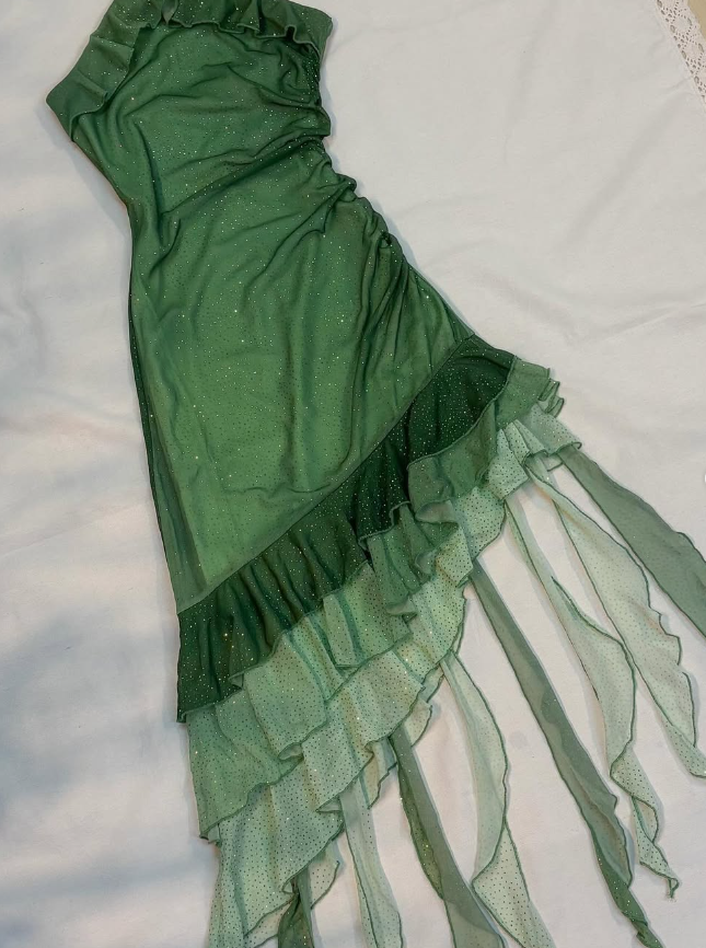 Vintage Sheath Halter Green Ruffle Chiffon Short Homecoming Dress Outfits DP1738