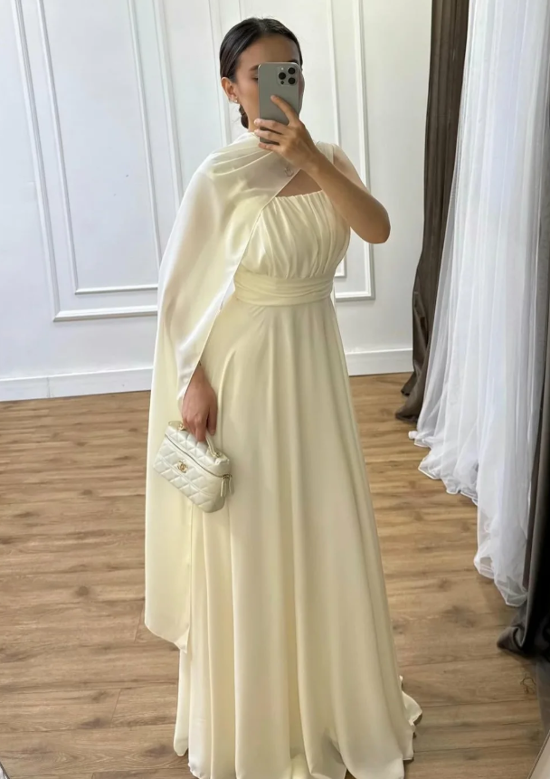 Elegant A Line Straps Satin Long Prom Dress Evening Dress DP6923